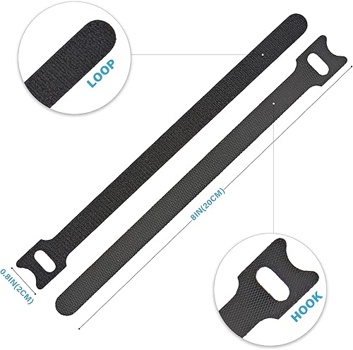 Miniatura 3 de 100 bridas reutilizables con gancho y bucle, correas ajustables multiusos de 8 pulgadas para organizar el hogar, la oficina y los centros de datos
