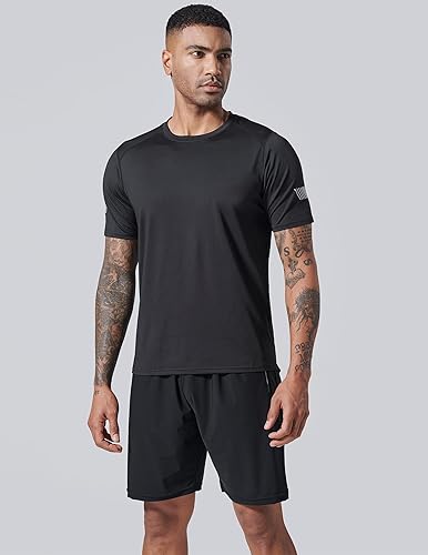 Miniatura 6 de Paquete de 5 camisetas de manga corta, con cuello redondo y de secado rápido para hombre, camisetas deportivas para correr, entrenar o ir al gimnasio