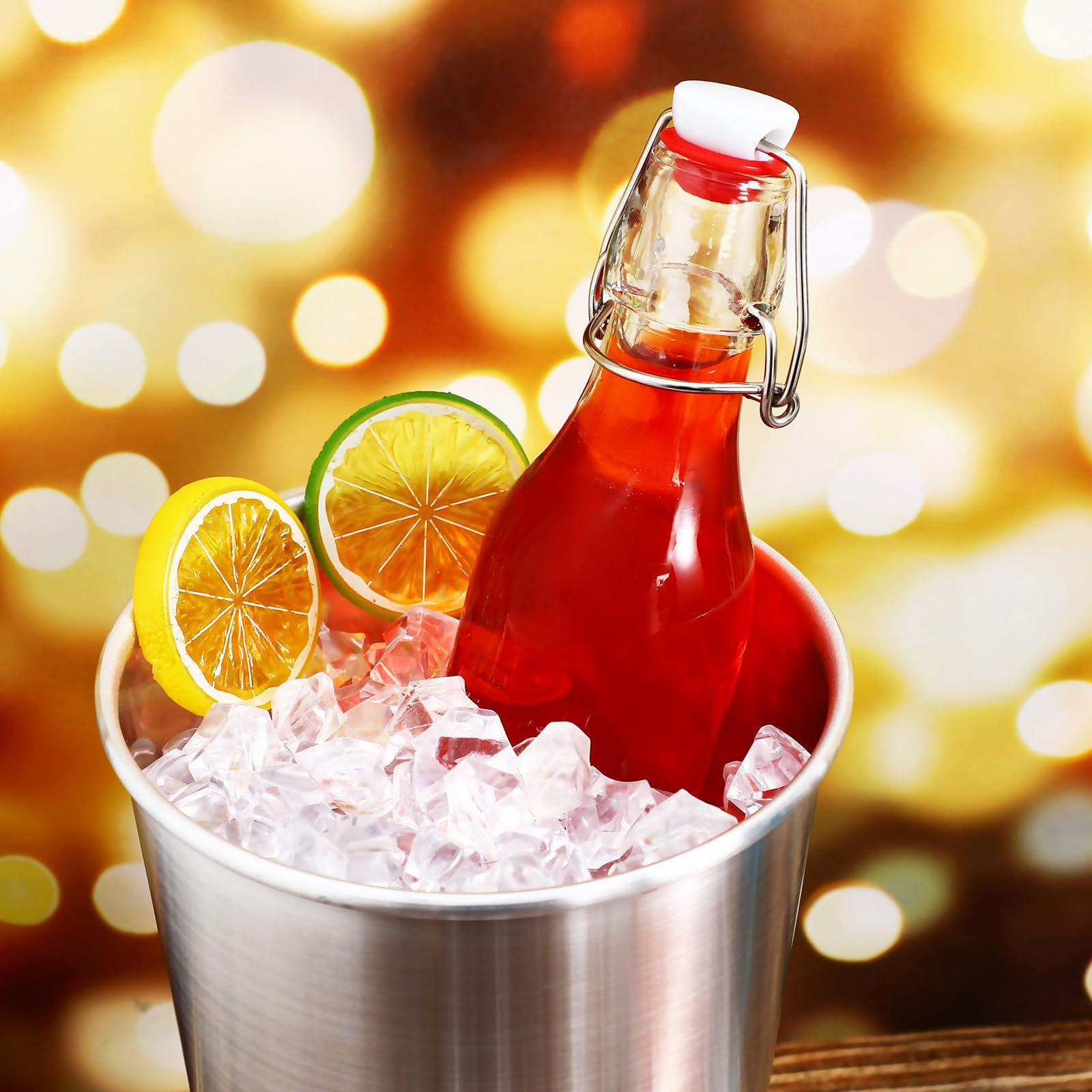 TOYANDONA Juego de 6 Botellas de Vidrio con Tapa Abatible y Hebilla Antifugas, Capacidad 250ml, con Cepillo para Limpieza, Adecuado para Picnic y Barbacoas en Jardín