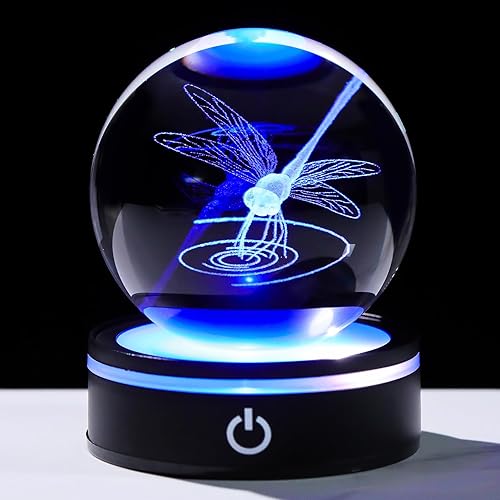 Vista 26 de YWHL - Bola de cristal 3D con figura de medusa lunar, base LED colorida con láser, regalos de medusa para mujeres y hombres en Navidad y cumpleaños