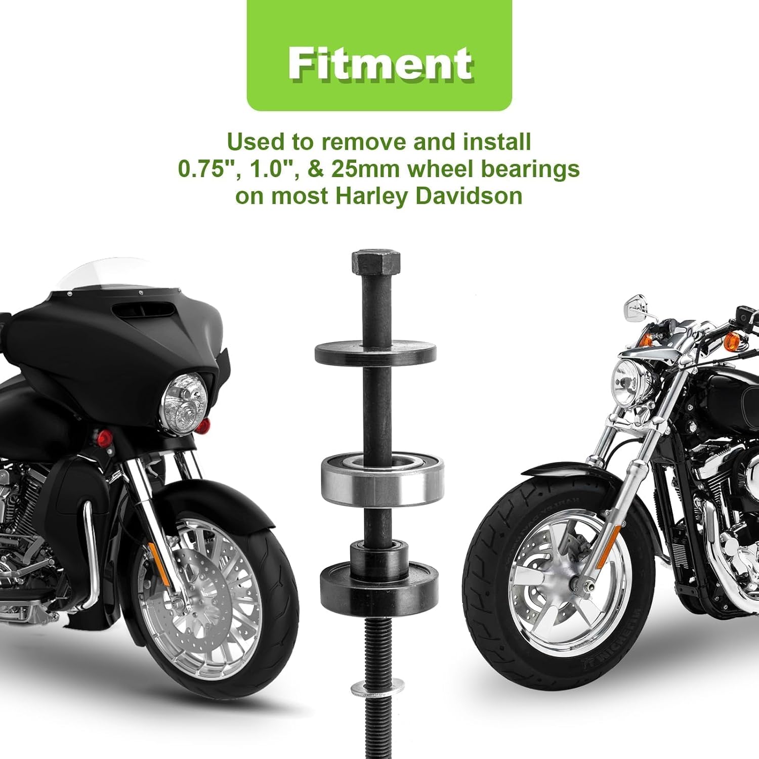 Mofun Wheel Bearing Tool Wheel Bearing Puller Kit Compatible with Harley Most Motorcycles Twin Cam Sportster 2000-2024, Removal and Installation Tool for 0.75" 1.0" and 25mm Bearings