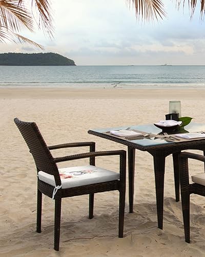 Miniatura 4 de Paquete de 2 fundas de cojín extraíbles para silla, impermeables, para Pascua, diseño de conejito gris acuarela, textura de arpillera, para