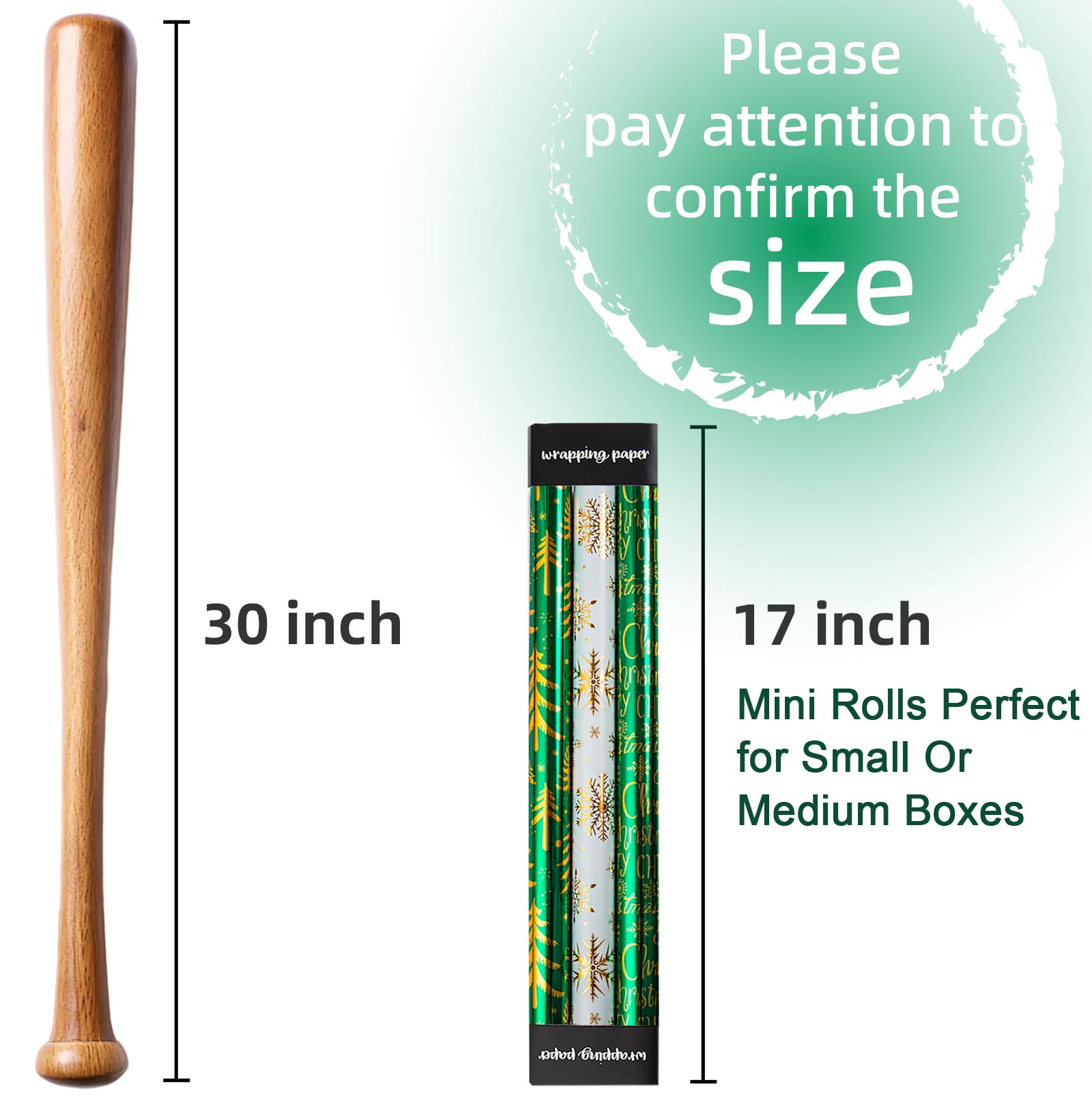 Yarcony Rollos de papel de regalo de Navidad, 17 pulgadas x 10 pies por rollo, papel de regalo de aluminio metálico, árbol brillante de lujo, texto de Navidad y diseño de copo de nieve, papel de