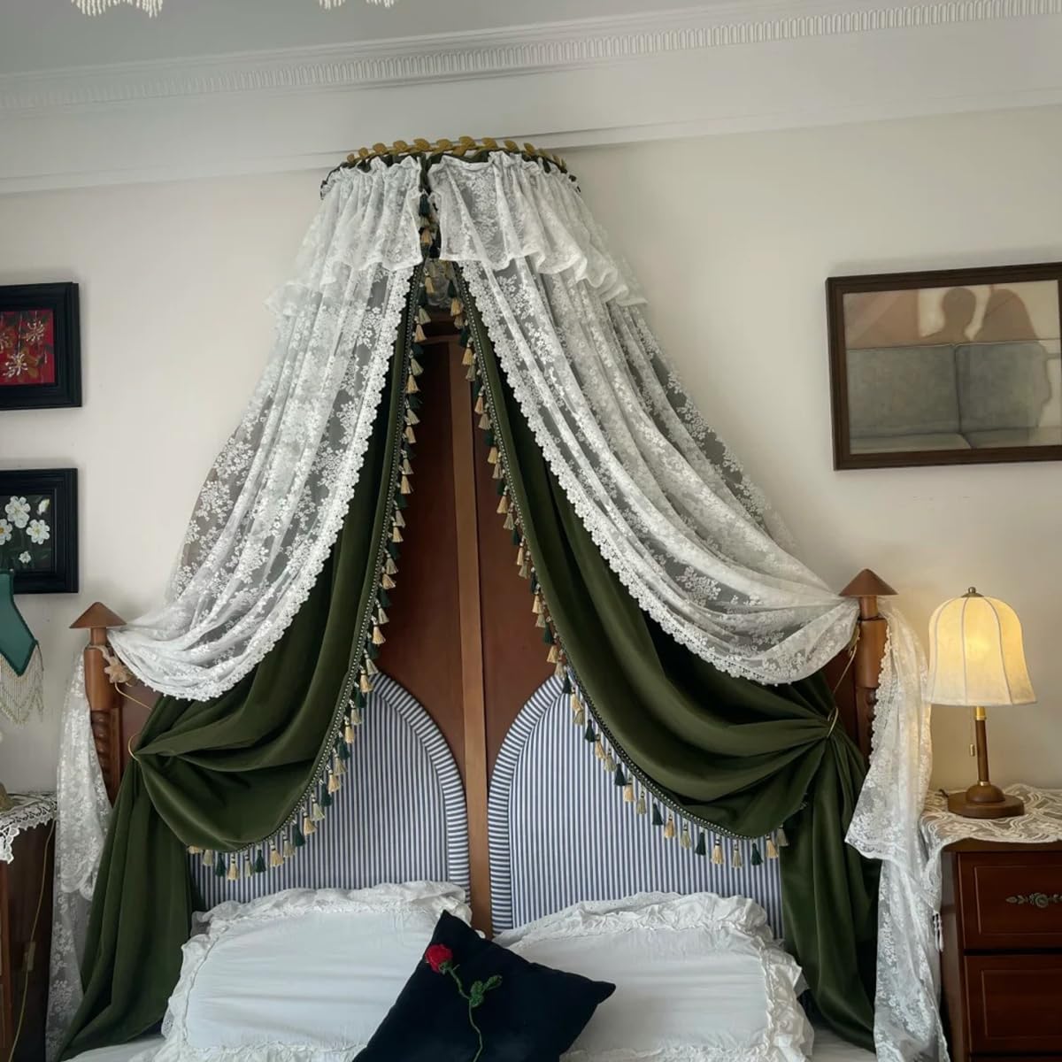 Middle Ancient Style Girl Bed Curtain Princess Bed Canopy for Girls Decorative Curtains for The Headboard of The Villa Bedroom