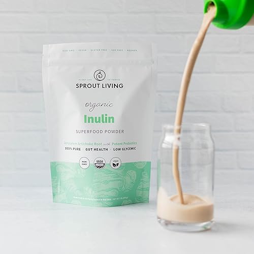 Miniatura 5 de Inulina orgánica con polvo prebiótico FOS, fibra soluble para intestino permeable, hinchazón, digestión, bacterias amigables con la alimentación