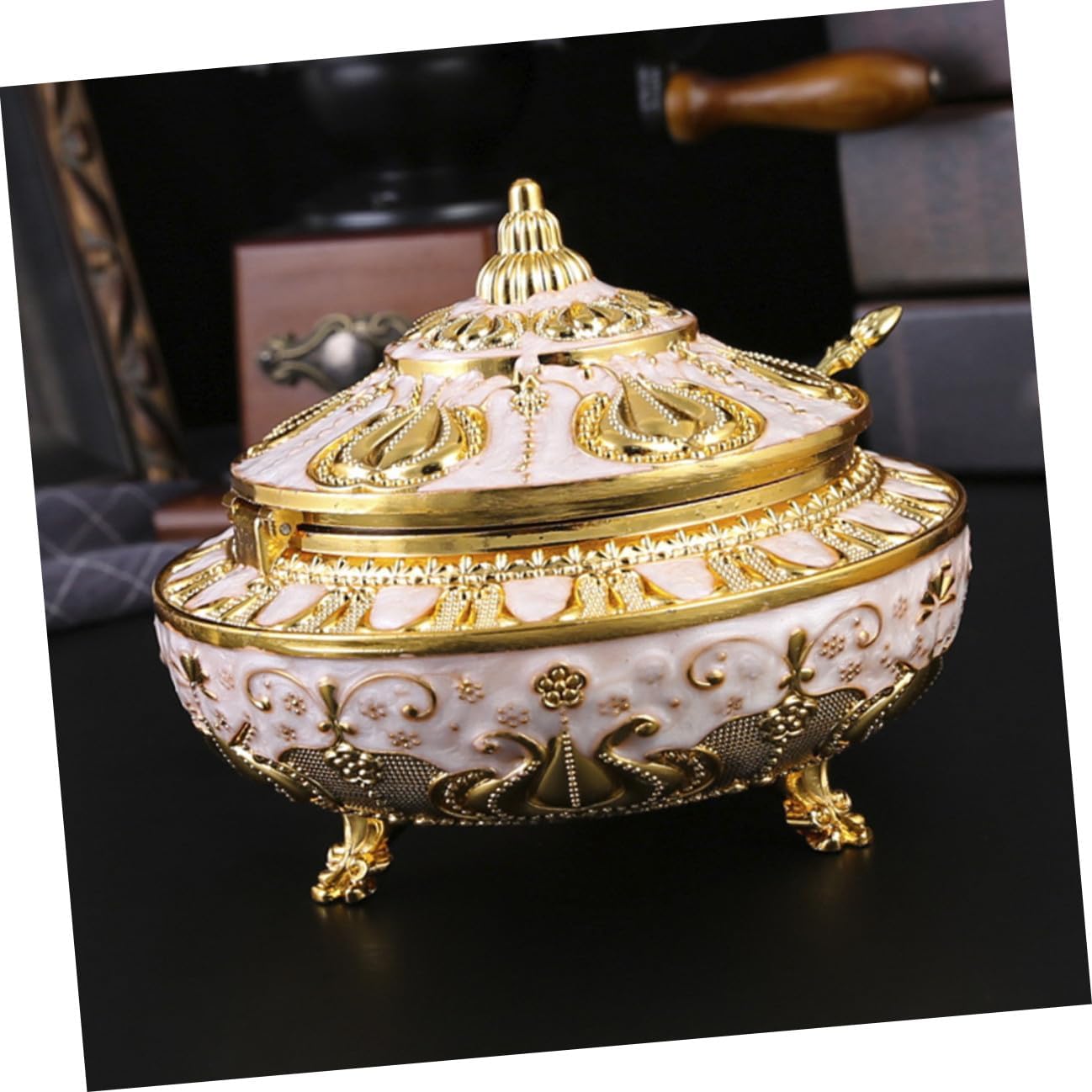 Healifty Tulip Clamshell Condiment Jar Large Kitchen Spice Storage Pot Multi-function Household Seasoning Container for Countertop Use