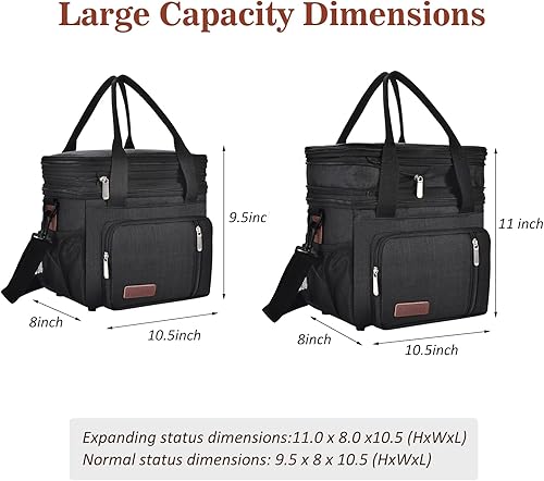 Miniatura 2 de LOKASS Bolsa de almuerzo para mujeres/hombres de trabajo, lonchera expandible de doble cubierta de 16 L, bolsa enfriadora impermeable a prueba de