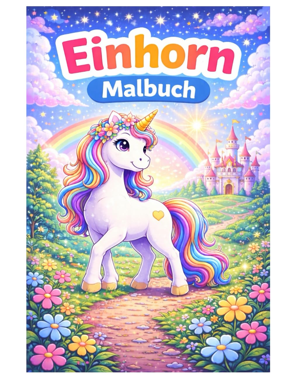 Einhorn Malbuch: 50 liebevoll gestaltete Illustrationen der zauberhaften Einhörner – Für Kinder und Erwachsene zur kreativen Entspannung