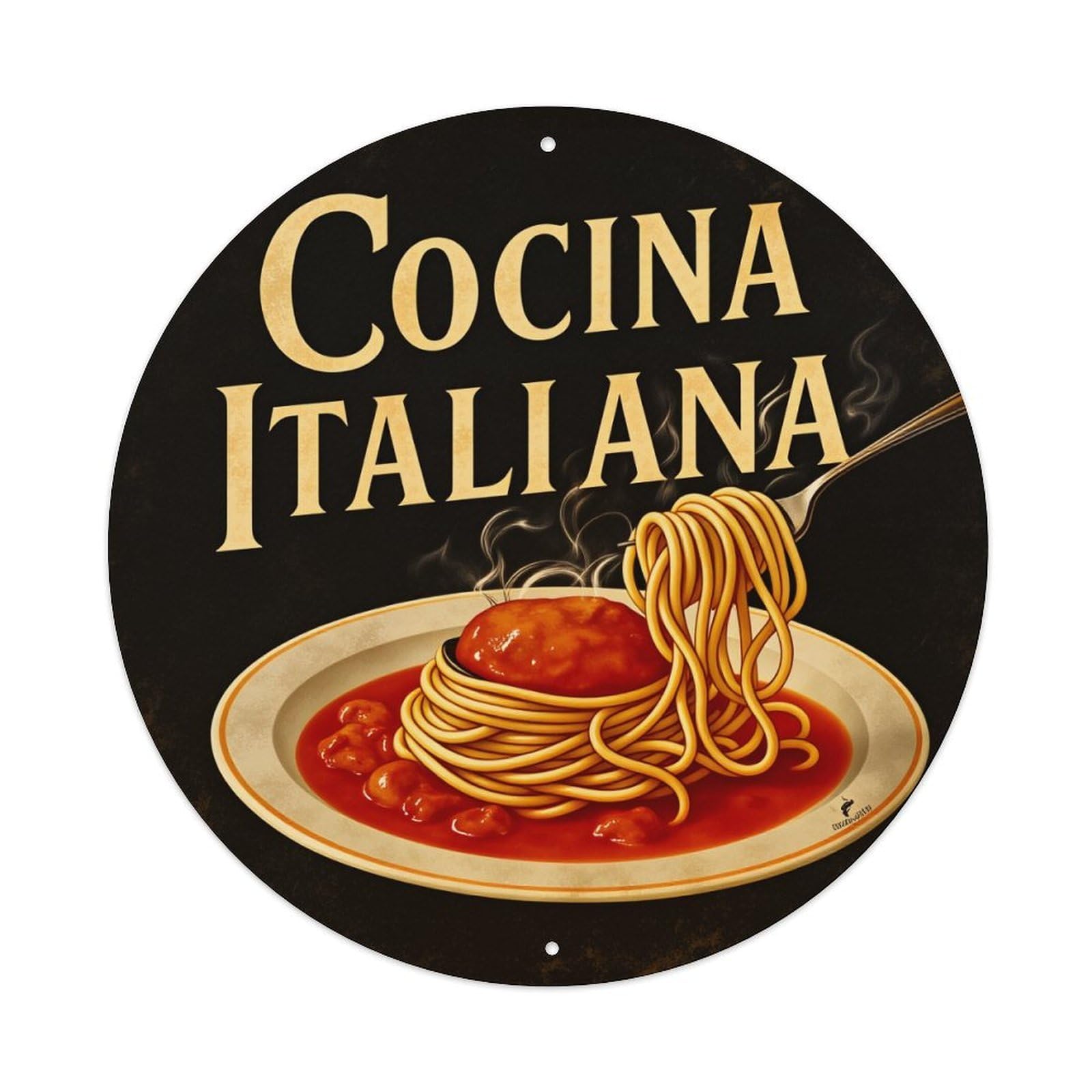 Spaghetti Meatballs Sauce Plate Fork Tin Sign Vintage Style Home Bar Garden Wall Plaque Decor Metal Poster 8x12 Inch