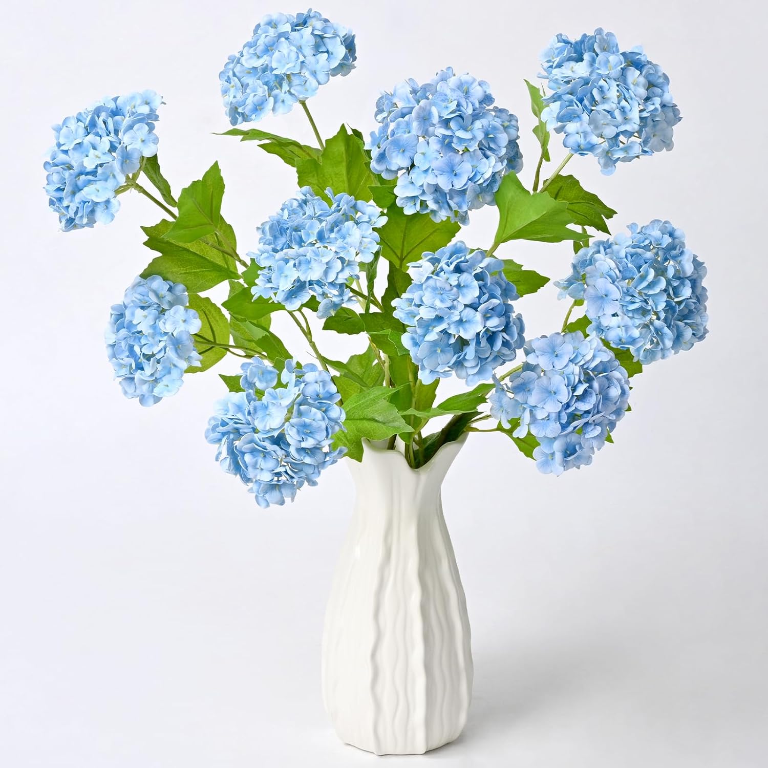 Waipfaru 4PCS Hydrangea Artificial Flowers, Real Touch Flowers, 26.8" Faux Hydrangea Flowers, Latex Real Touch Hydrangea, Fake Flowers for Home Decor Party Bouquet Wedding Decoration, Blue