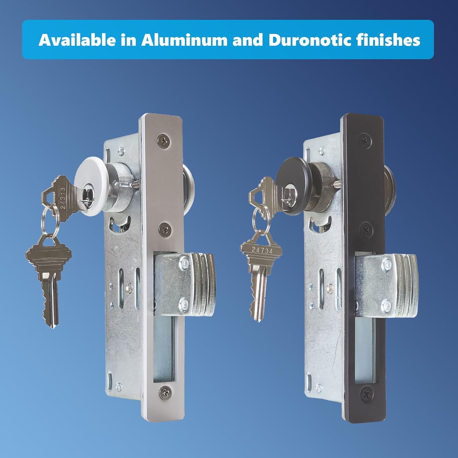 Storefront Door | Commercial Door | Aluminum Door | Mortise Lock Deadbolt Lock with Keys | Double Keyed Cylinder Combo, 1-1/8" Backset, Available in Aluminum and Duronotic (AL)