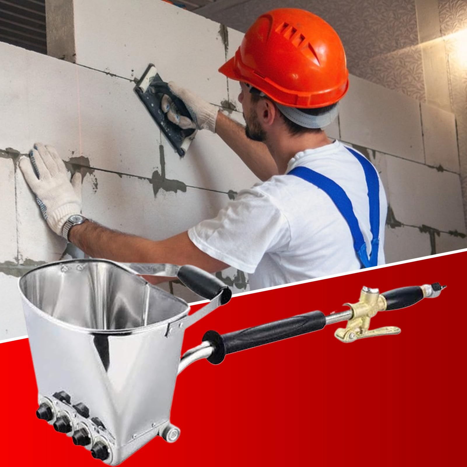 Tolva de Cemento Equipo Multifuncional Herramientas Control Preciso | Pulverizador pintura pared mango largo para construcción, mejoras del hogar, pintura casas y techos
