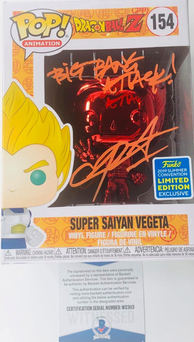 CHRIS SABAT SIGNED SUPER SAIYAN VEGETA FUNKO POP 154 CHROME DRAGON BALL Z AUTOGRAPH BAS 13
