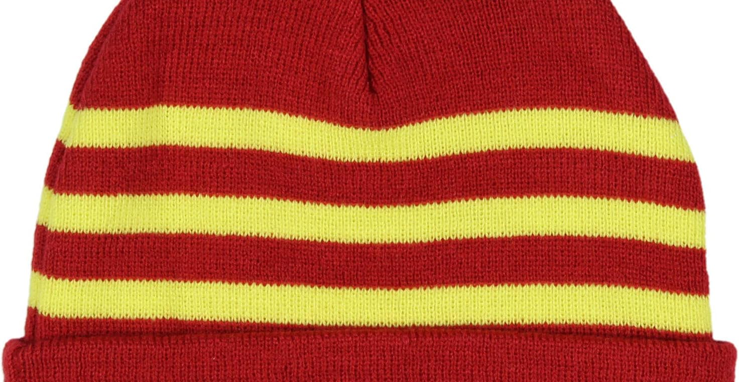 DC Comics The Flash Chrome Weld Jacquard Logo Cuff Pom Beanie Hat - Image 4