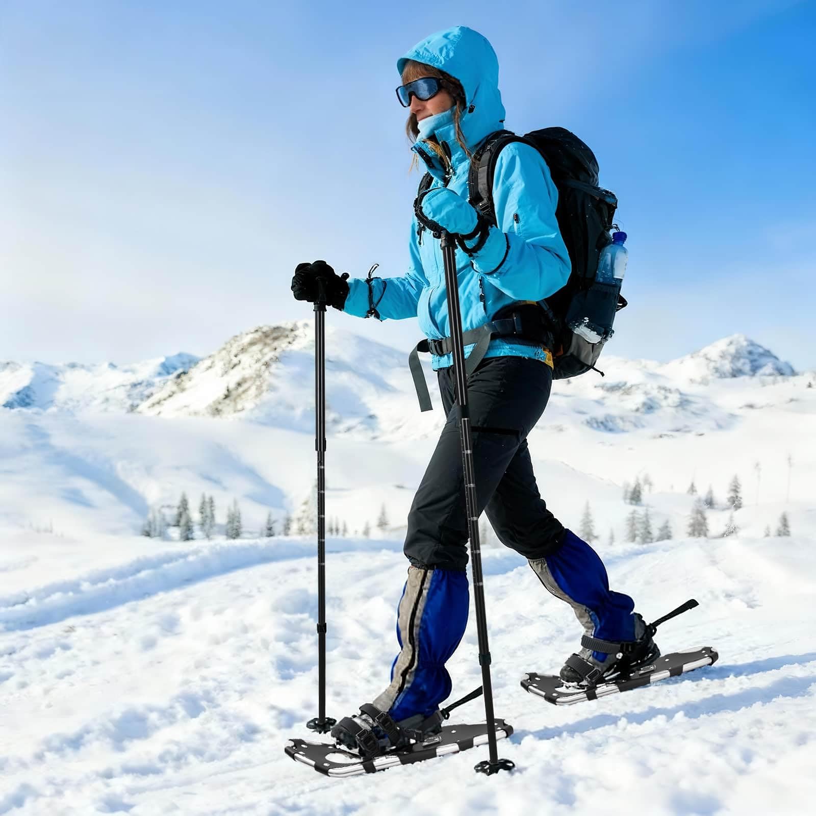 Genérico Raquetas de Nieve 3 en 1 Plata y Negro 25 Pulgadas,Deportes,Actividades al Aire Libre,Actividades y Deportes de Invierno,Caminar con Raquetas de Nieve,Raquetas de Nieve,42021425