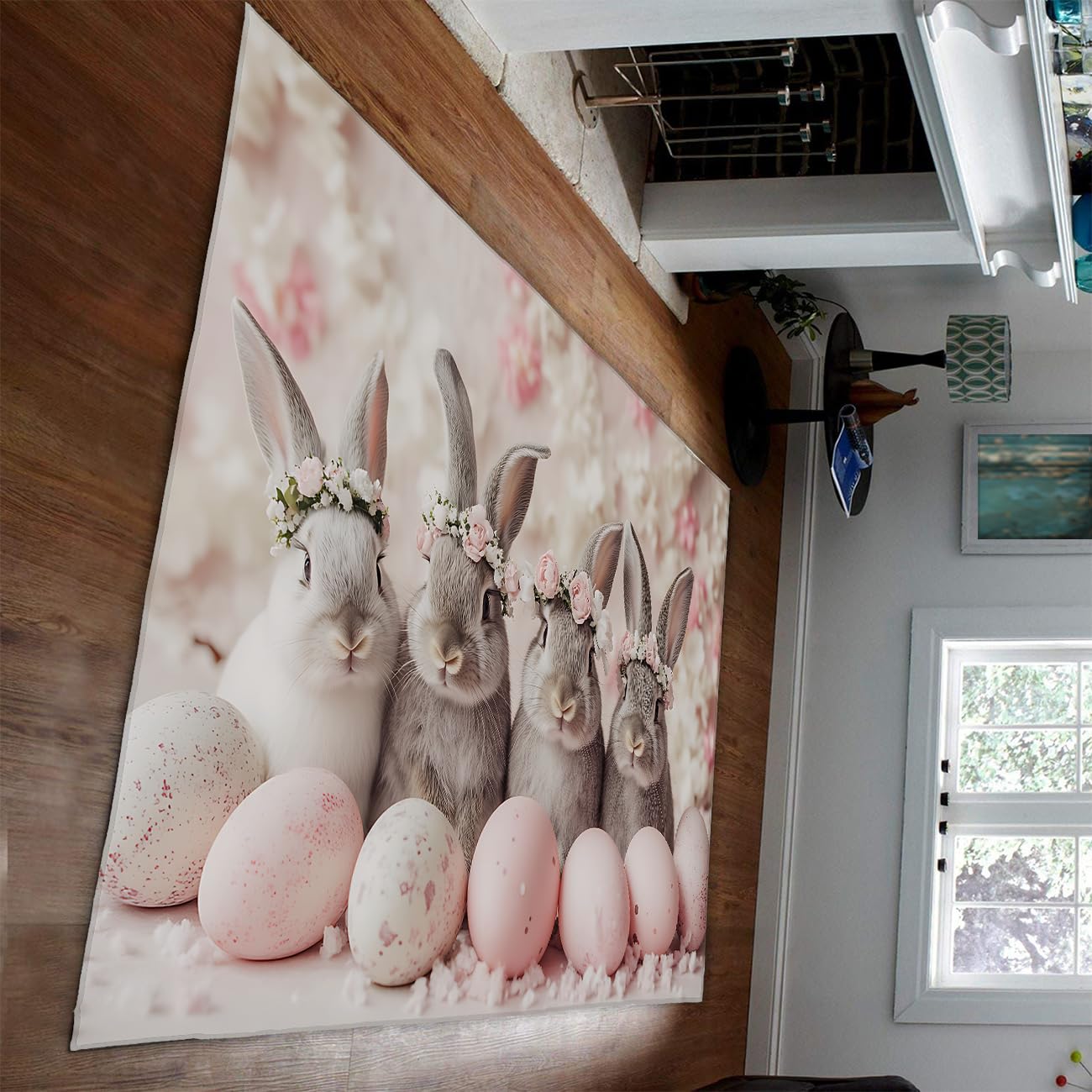 Tapis Lapins de Pâques 150x240 cm pour chambre bébé