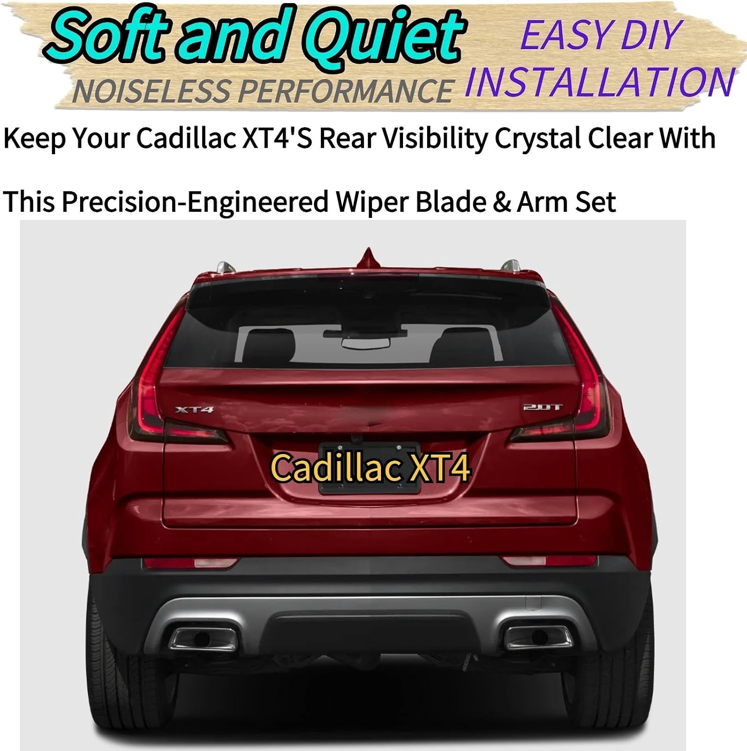 Rear Wiper Blade & Arm Replacement for Cadillac XT4 2019-2025 2024 2023 2022 2021 2020 - OEM Fit for Luxury Premium Luxury Sport Models - All-Season Rear Back Windshield Wiper Blade Set