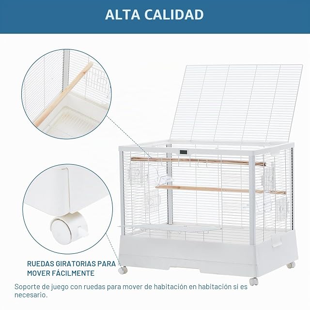 Foto 4 de 8 de GarveeHome Jaula Pequeña para Pájaros con Termohigrómetro - Acero Resistente para 1-3 Periquitos o Canarios