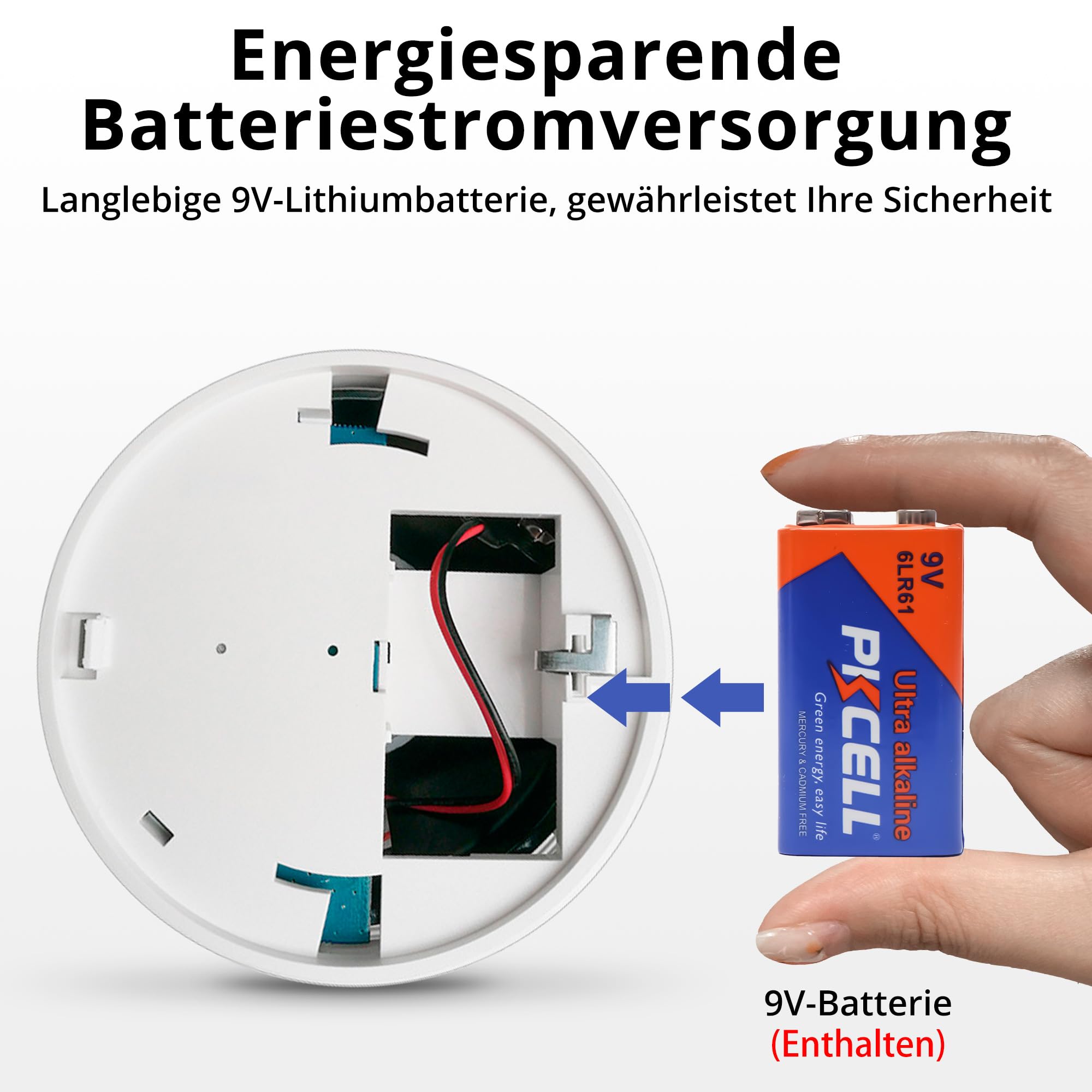 Verbesserter Rauchmelder WLAN mit App und Austauschbarer Batterie, 85dB Rauchmelder Smart Geeignet für Schlafzimmer und Werkstattküche（6 Stück）