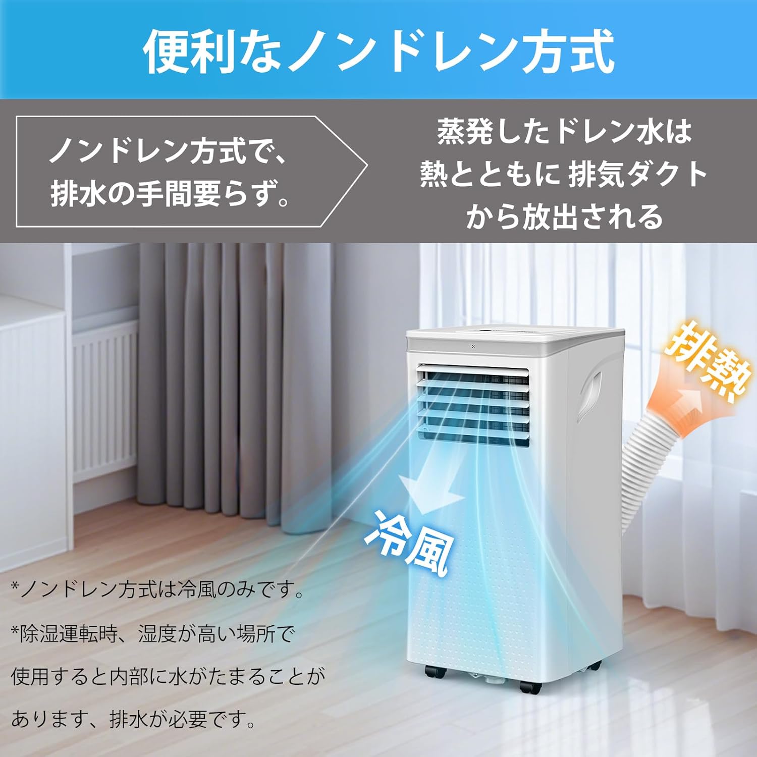COWSAR スポットクーラー 家庭用 エアコン 工事不要 2.6kWポータブル