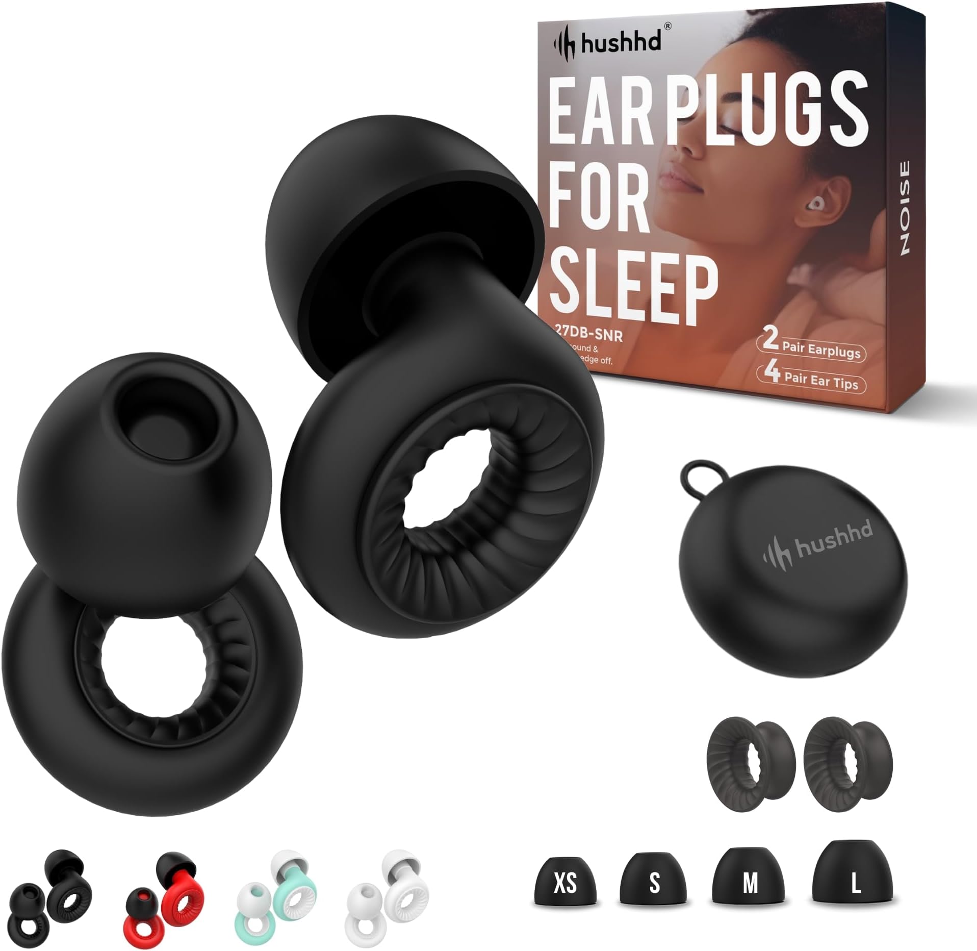 Silent Earplugs, Quiet Ear Plugs for Sleep and Ear Defenders -27Db Noise Cancelling Reusable Ear Plugs for Travel Essentials, Sleep Aid, Comfort, Autism, Anxiety Relief- Black