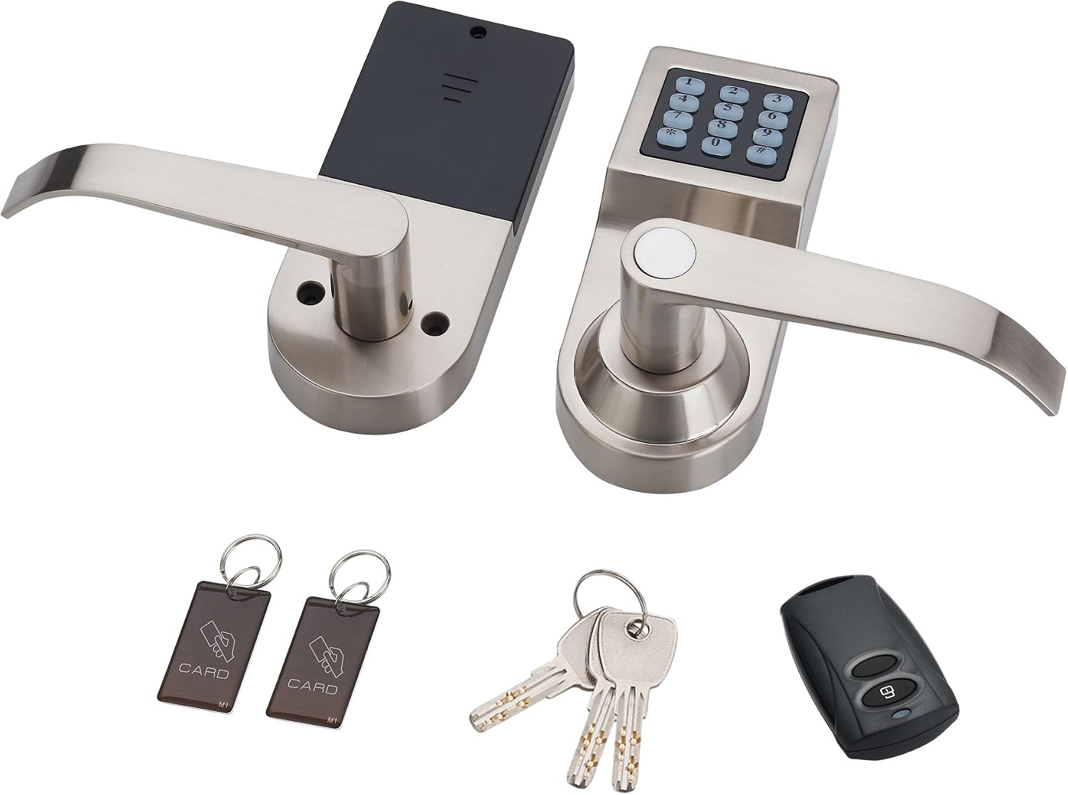 One-Day Sale: Up to 70% Off HENYIN Digital Door Lock,Unlock with M1 Card, Code and Key,Handle Direction Reversible (Card+Remote)