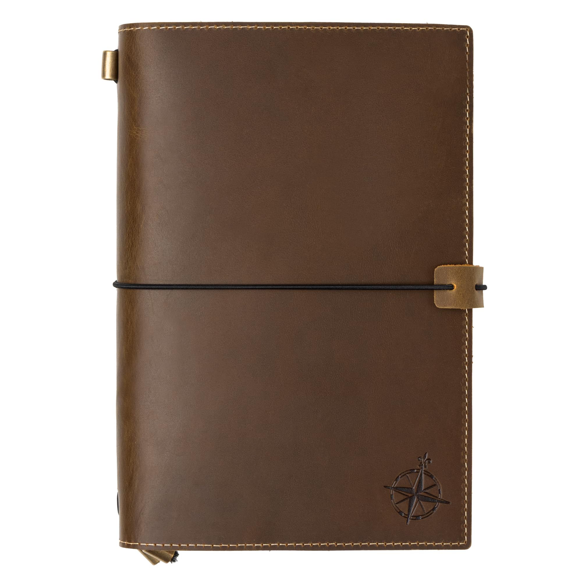 WANDERINGS Cuaderno de Viaje Tamaño A5 con Bolsillos - 6" x8,5/15 cm x 22 cm - Diario de Viaje Recargable - Hecho a mano, Cuaderno de Cuero Premium, Incluye Recargas de Papel en Blanco de 120 GSM