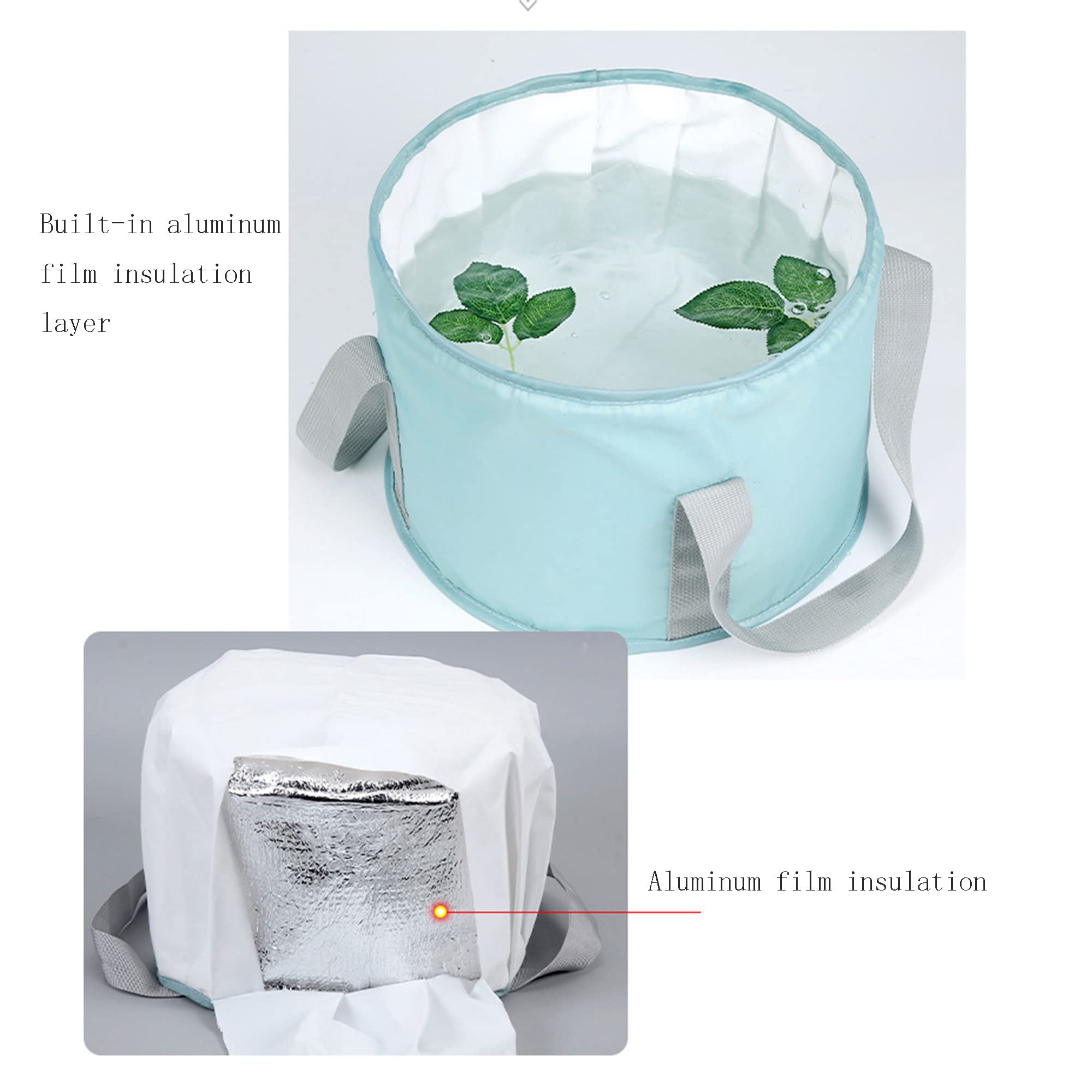 Lavabo Portátil Para Remojo De Pies con Bolsa de Almacenamiento, Capa de Aislamiento de Película de Aluminio Incorporada Lávese la Cara, Los Pies y La Ropa, para Múltiples Propósitos (Azul)