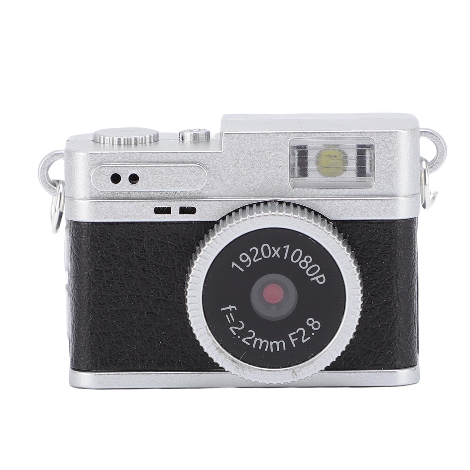 zunate mini keychain digital camera 1080p 2mp with 0.96in color display, led light, 4 filters, 32gb card, usb c, compact retro cam for travel & daily use (black)