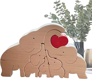 Decoração de quebra-cabeça familiar - Escultura de mesa de quebra-cabeça de família de elefante,Peças centrais de mesa, quebra-cabeça de elefante de decoração de mesa, presente de lembrança de Pochy