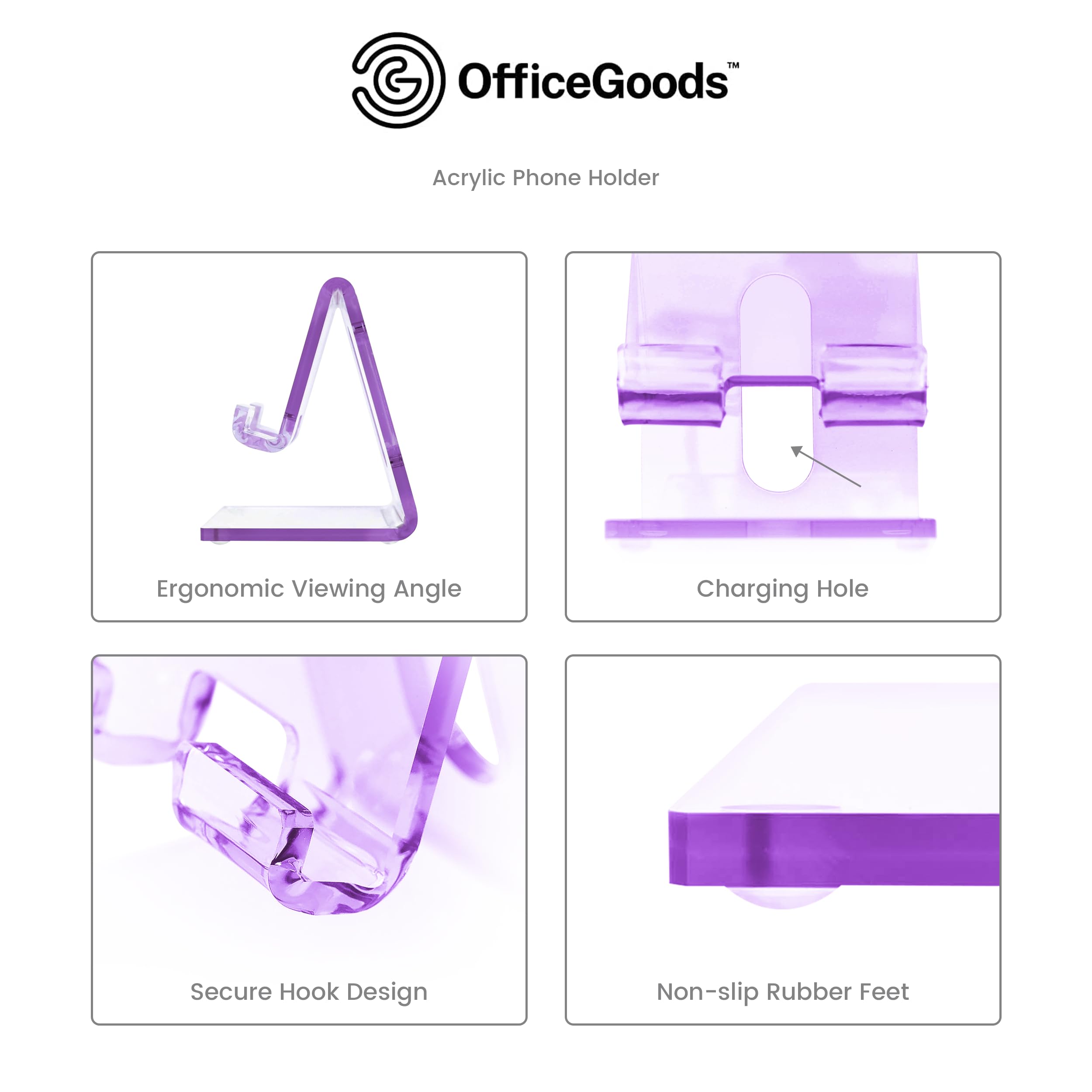 OfficeGoods Acrylic Pen & Pencil Holder With Gold Base - Trapezoid