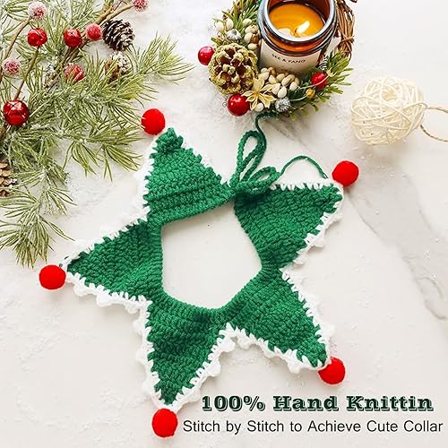 Miniatura 4 de IDOLPET Bandana de Navidad para gatos y perros, hecha a mano, ropa para mascotas, corbata para gato, gatito, cachorro, perro pequeño, conejo en