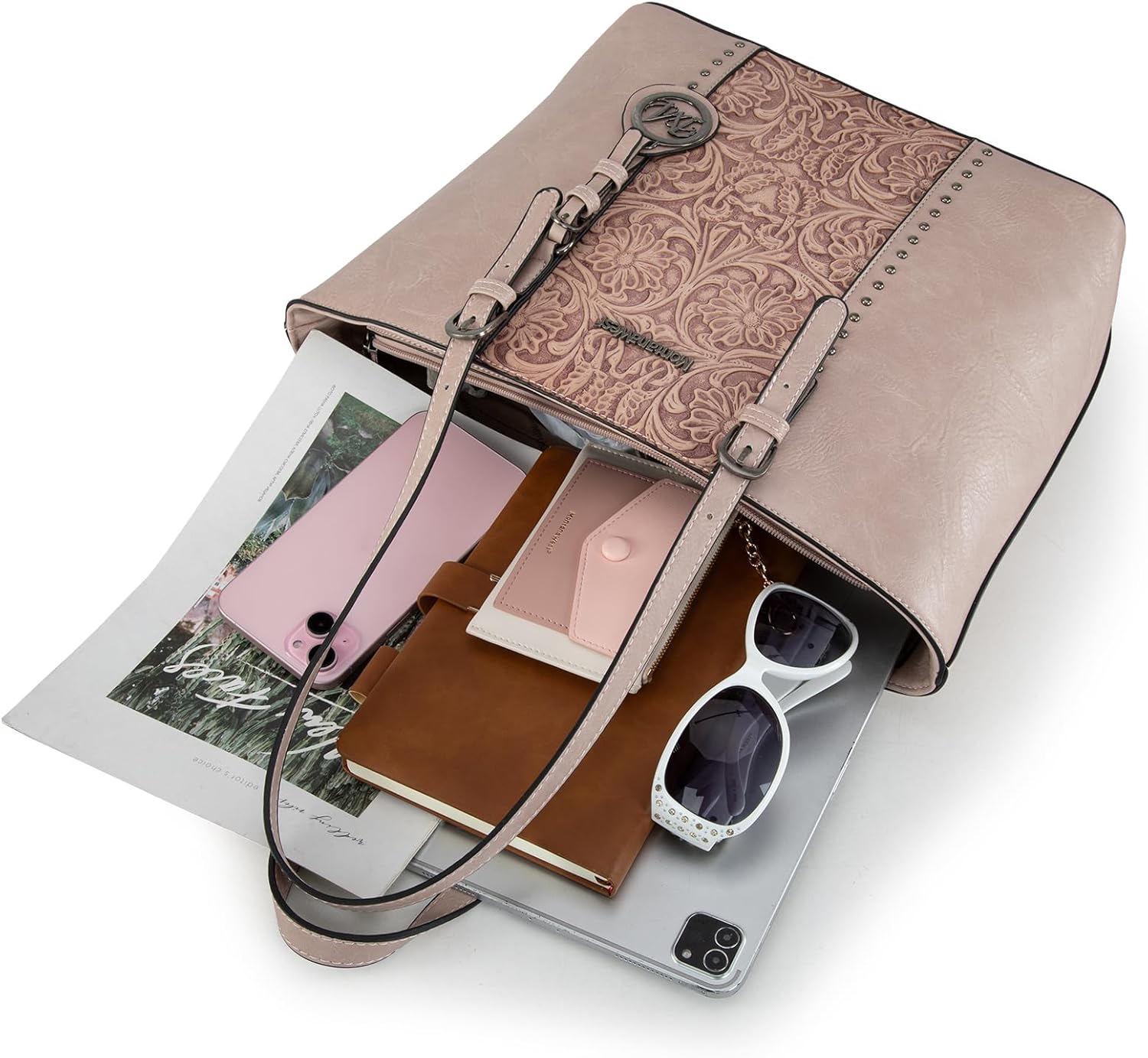 Montana West Tote Bag for Women Large Purse and Handbags Set Embossed Collection Purse 2Pcs Set - Image 4