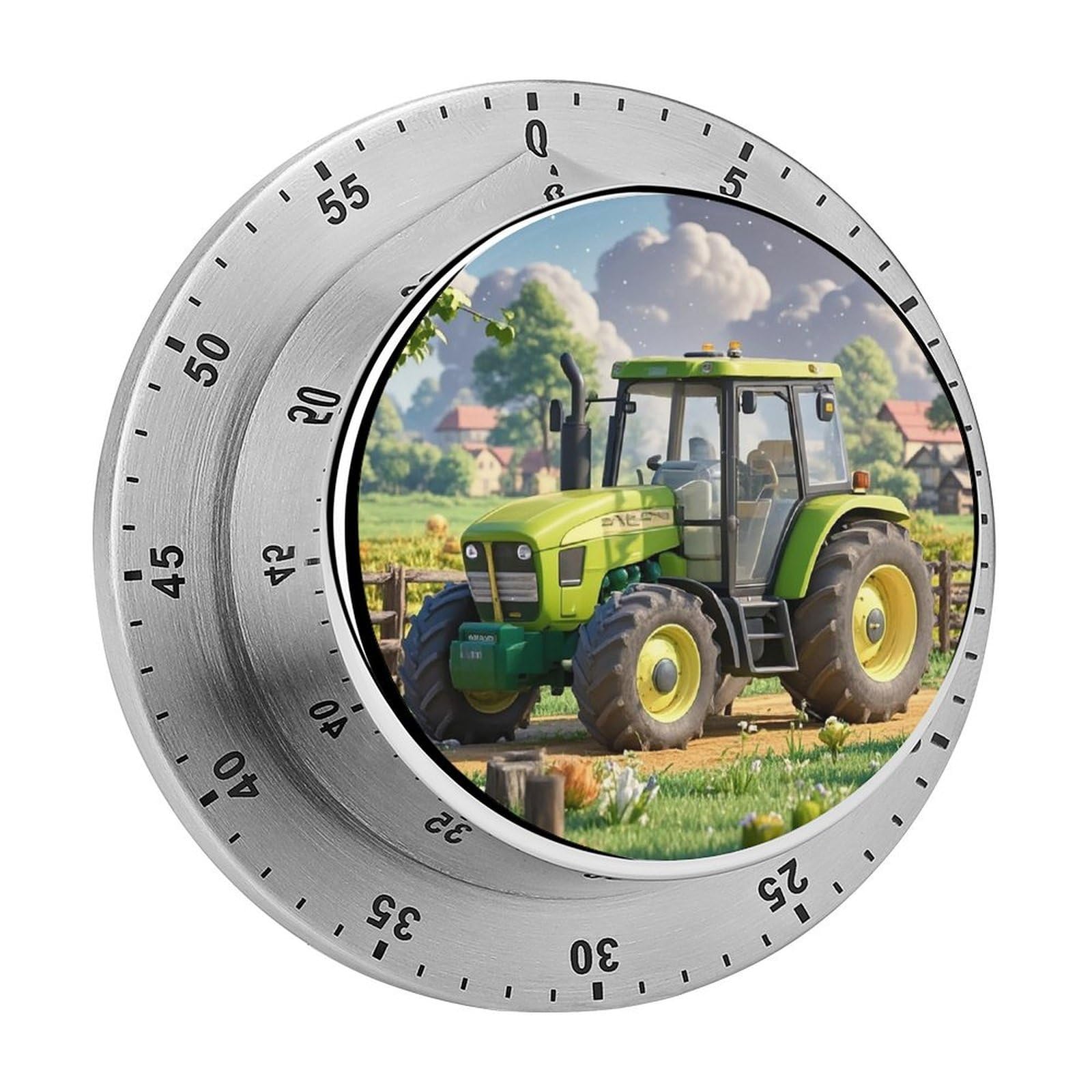 Tractor Farm Timer Fashion Visual Timers Wind Up 60 Minutes Desk Timers Stainless Steel Magnetic Timer Countdown Clock No Batteries Loud Alarm for Kitchen Chef Cooking