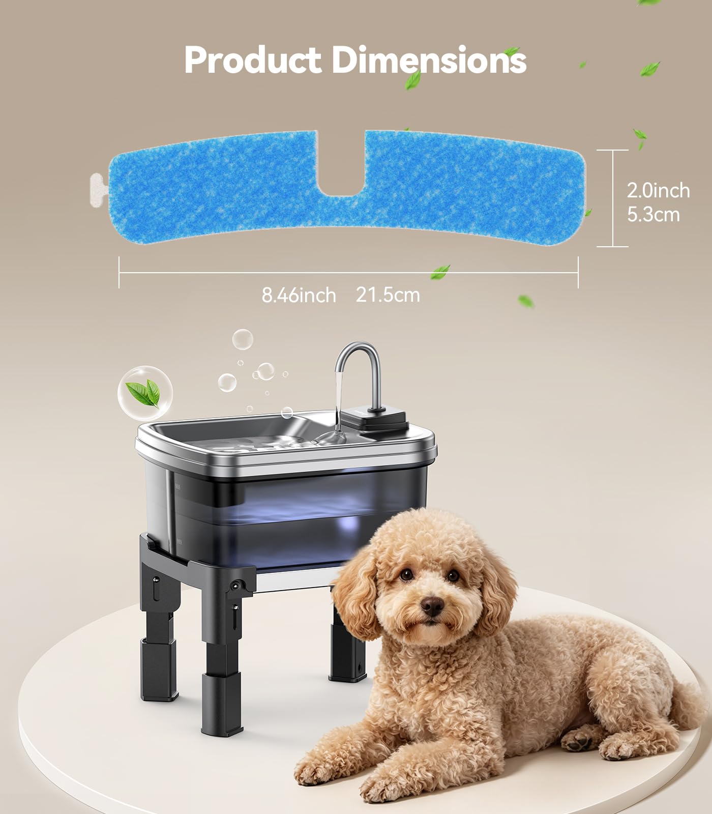 10 Pacchetti di Filtri e 10 Pacchetti di Spugne di Ricambio per Fontana d'Acqua per Gatti, Filtro per FEELNEEDY 9L Fontanella per Cani con Supporto Regolabile in 3 Altezze FN-W25