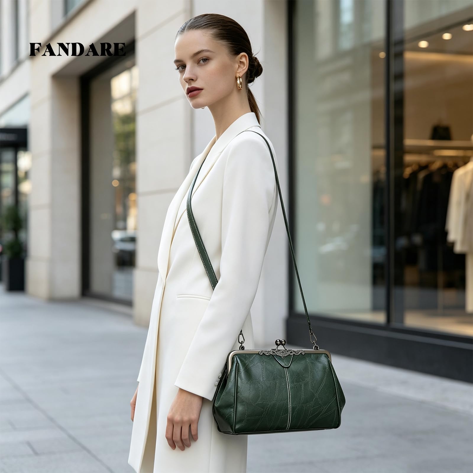 FANDARE Handtaschen Damen Schultertasche Wasserdicht Umhängetasche Handy Bag Frauen PU Leder Schultertasche Crossbody Messenger Bag Shopper Reisen Arbeitstasche Grün