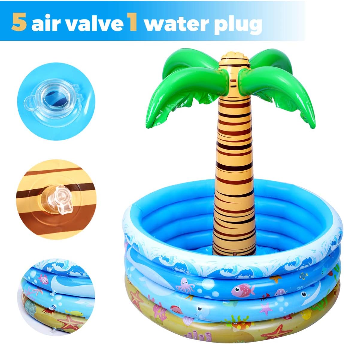 Toyvian Inflatable Palm Tree Cooler, Floating Water Pool Cooler for Summer Pool Party, Beach Party and Hawaiian Party