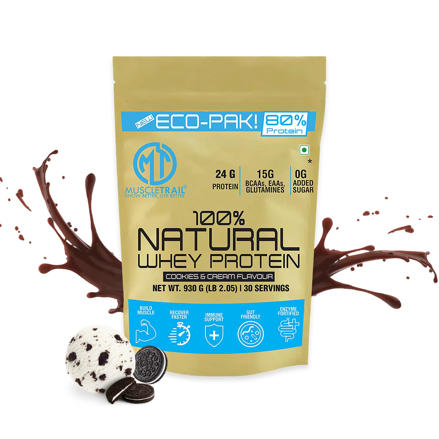 MuscleTrail Eco Pak Natural Whey Protein |30 Servings |24G Protein Per Serving |Vanilla |For Muscle Building&Recovery (930g, Chocolate) — Amazon image 9