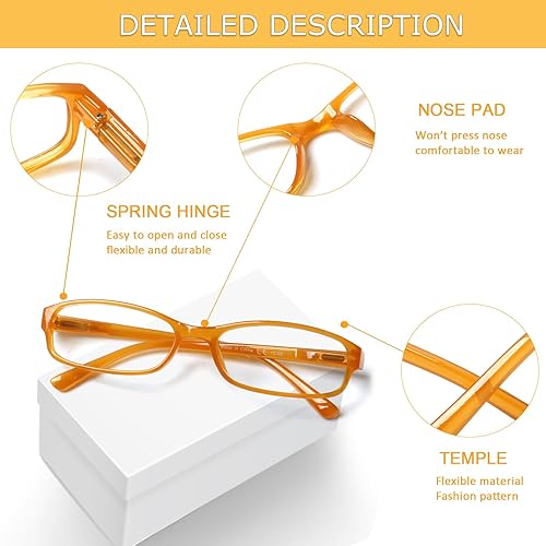 Miniatura 10 de NORPERWIS Paquete de 7 lentes de lectura para mujeres y hombres, con bloqueo de luz azul, bisagra de resorte, anteojos para lectores (paquete de 7