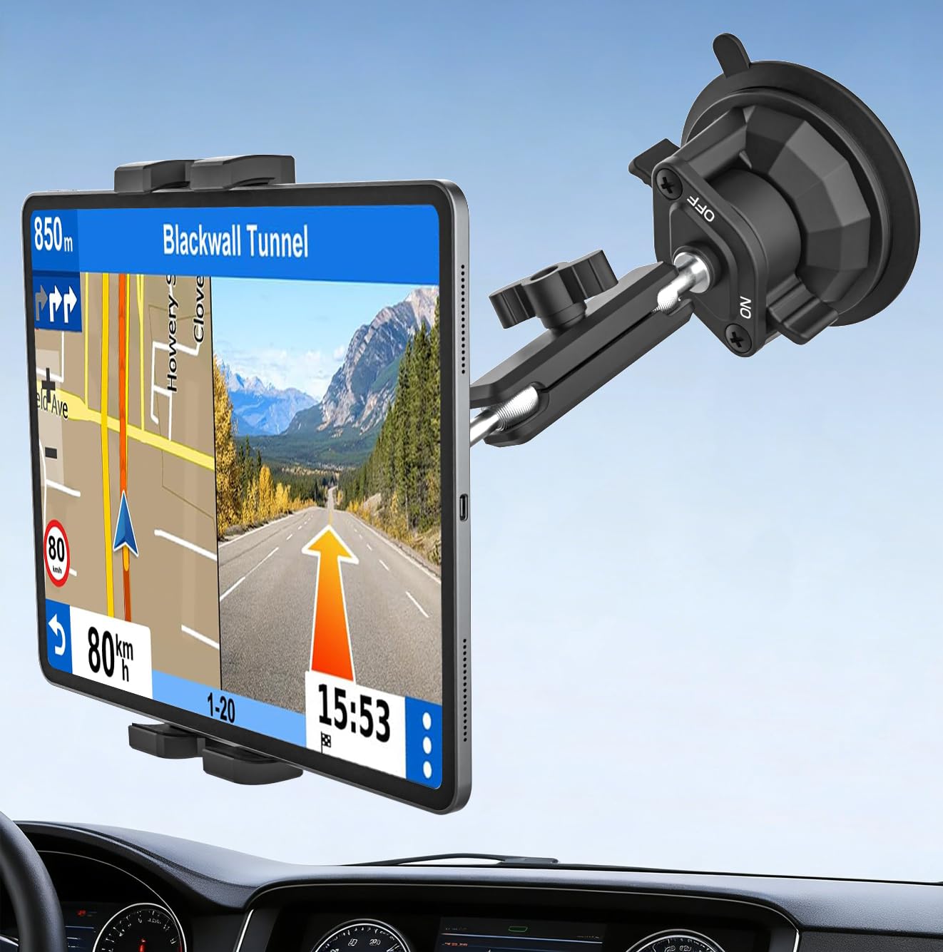 GDZN Support de tablette pour voiture, camion, pare-brise, ventouse extrême
