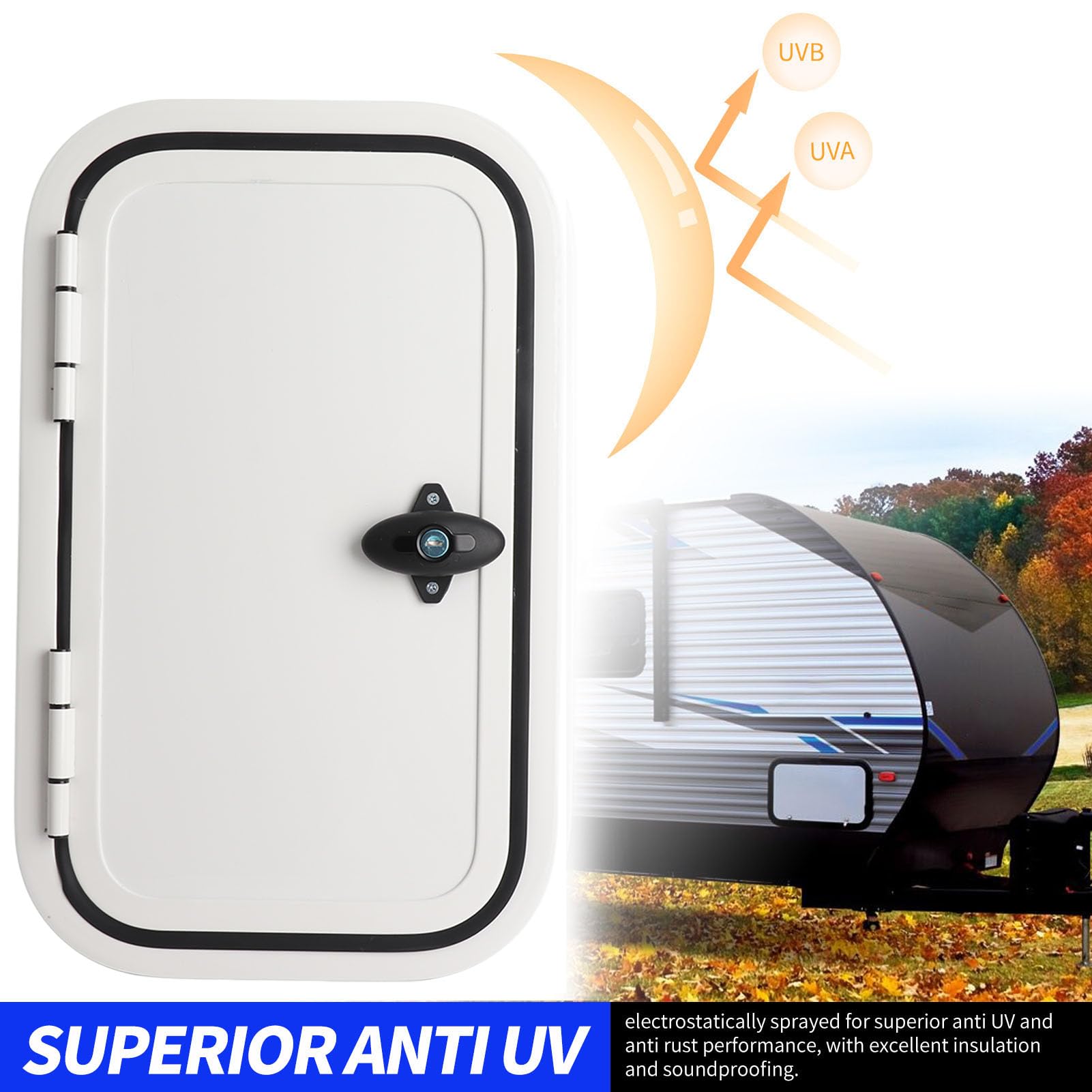 Wohnmobil-Gepäcktür, 500 X 300 Mm Rahmen aus Aluminiumlegierung mit ASA-Sandwichplatte und Rostfreier Aufbewahrungstür mit Sicherheitsschloss, für Wohnmobil-Anhänger, Wohnmobil