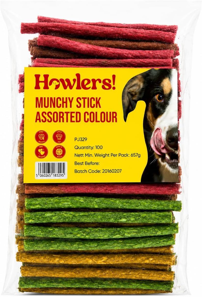 Howlers Assorted Munchy Sticks, 12.5 cm, Pack of 100
