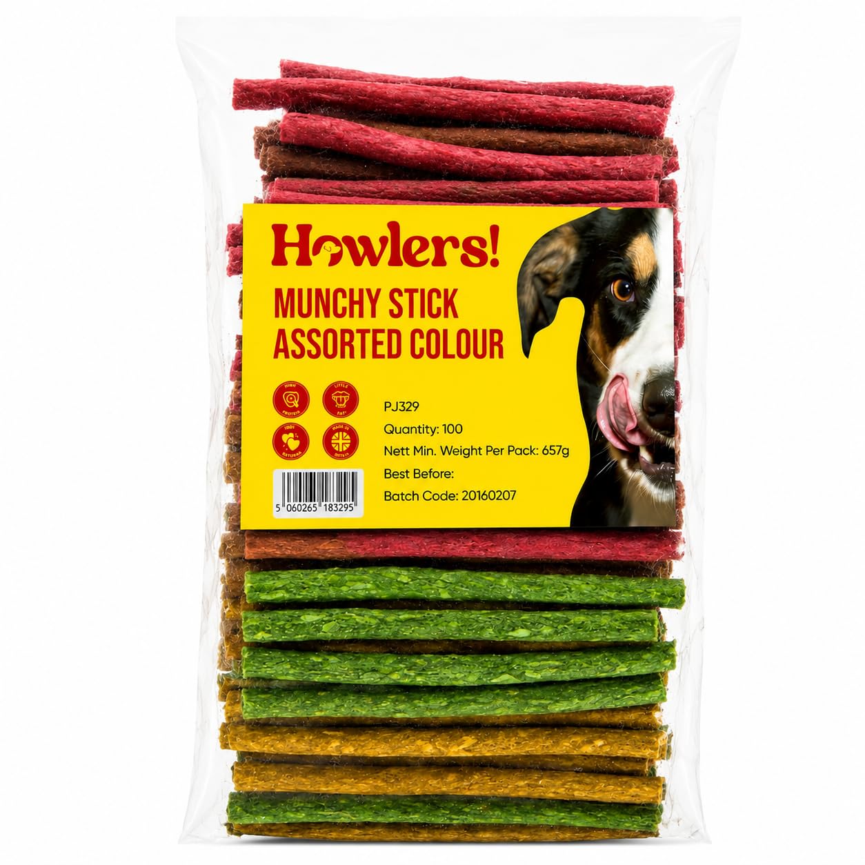 Howlers Assorted Munchy Sticks, 12.5 cm, Pack of 100 657 g (Pack 1)