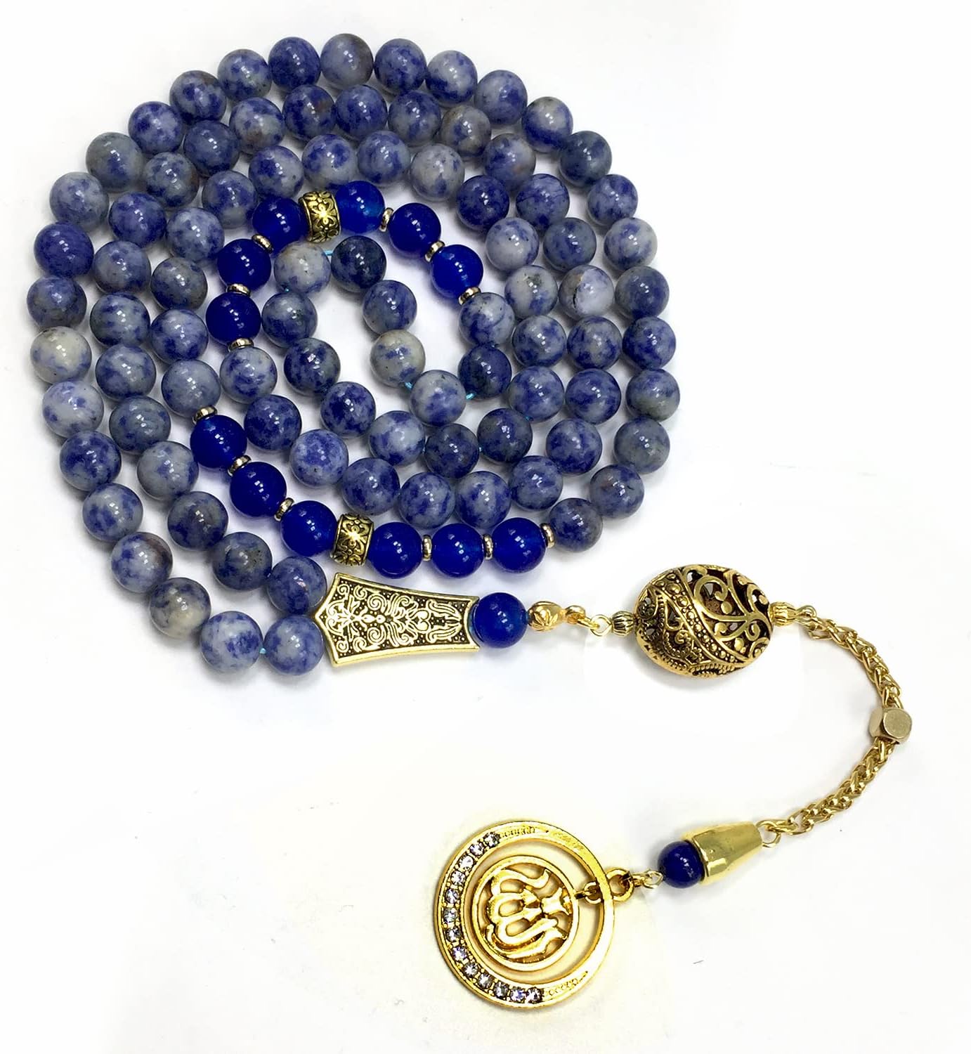 Special Prayer Beads Series -99 beads- Tesbih Tasbih Tasbeeh Misbaha Masbaha Subha Sebha Sibha (Blue Spot Natural Stone -8mm 99 beads-)