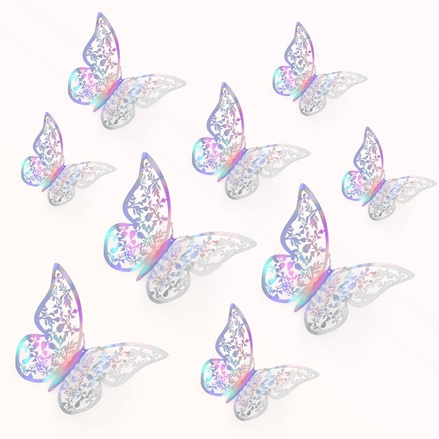 Zhenle 36Pcs 3D Butterfly Wall Sticker 3 Sizes Butterfly Wall Decals Butterflies Stickers for Walls Bedroom Party Wedding Decors(Colorful), Multicolor