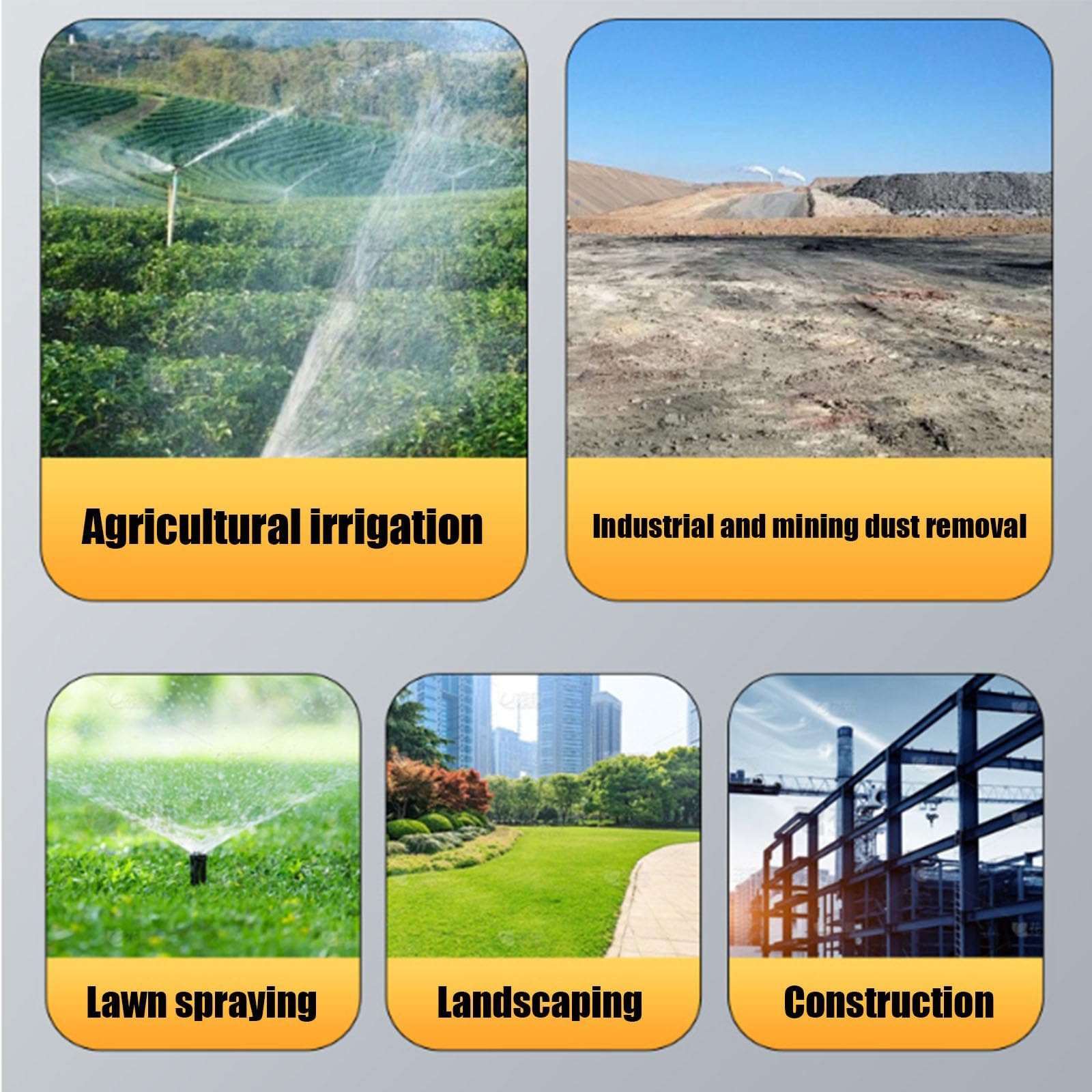 Aspersor de riego agrícola for césped agrícola con boquillas de repuesto | Rociador riego giratorio 360° for áreas grandes, alcance 22-41m/26-53m,aspersor impacto por impulso for granjas(Inlet 50 mm)