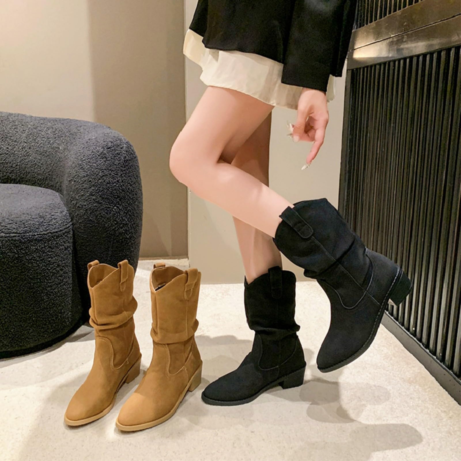 Stivali da equitazione da donna, larghezza H, stivaletti invernali con