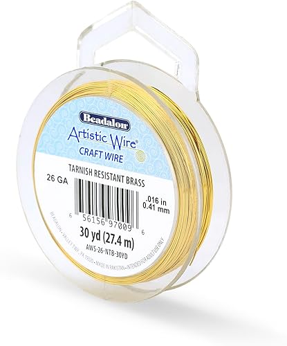 Artistic Wire, Alambre artesanal de latón resistente al deslustre calibre 26, 30 yardas