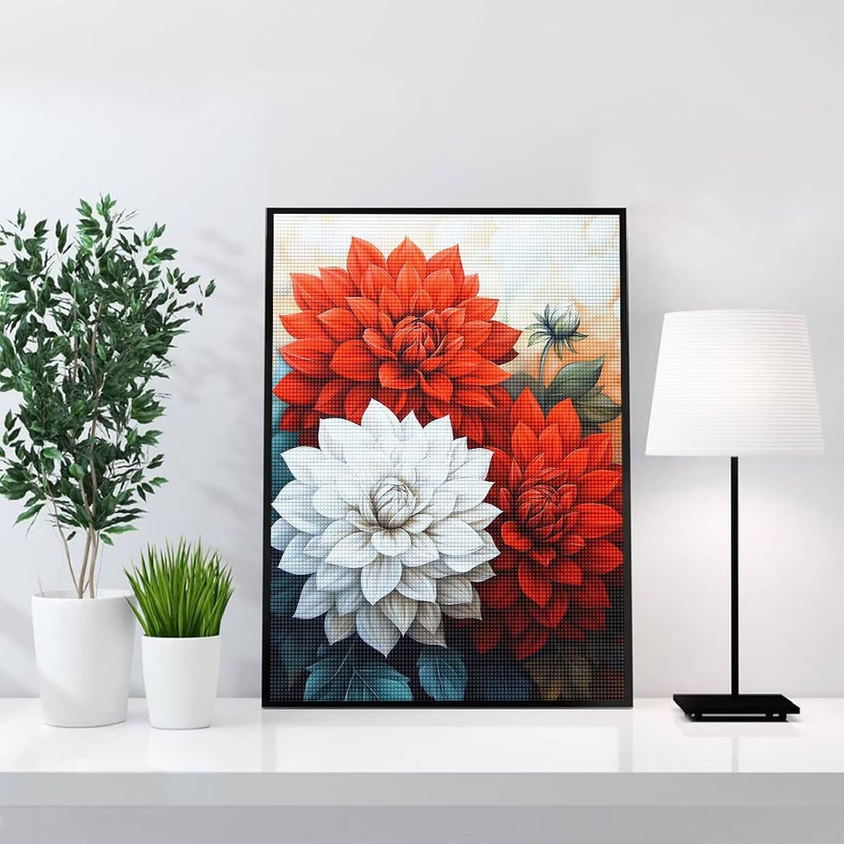 Diamond Painting Kit Completo, Diamond Painting Fiori, 5D Quadrato Pittura Diamante Kit Manualidades Adultos DIY Diamantini Crystal Art Disegni Ricamo Punto Croce Artigianale, 60x90cm Retrò j0-792