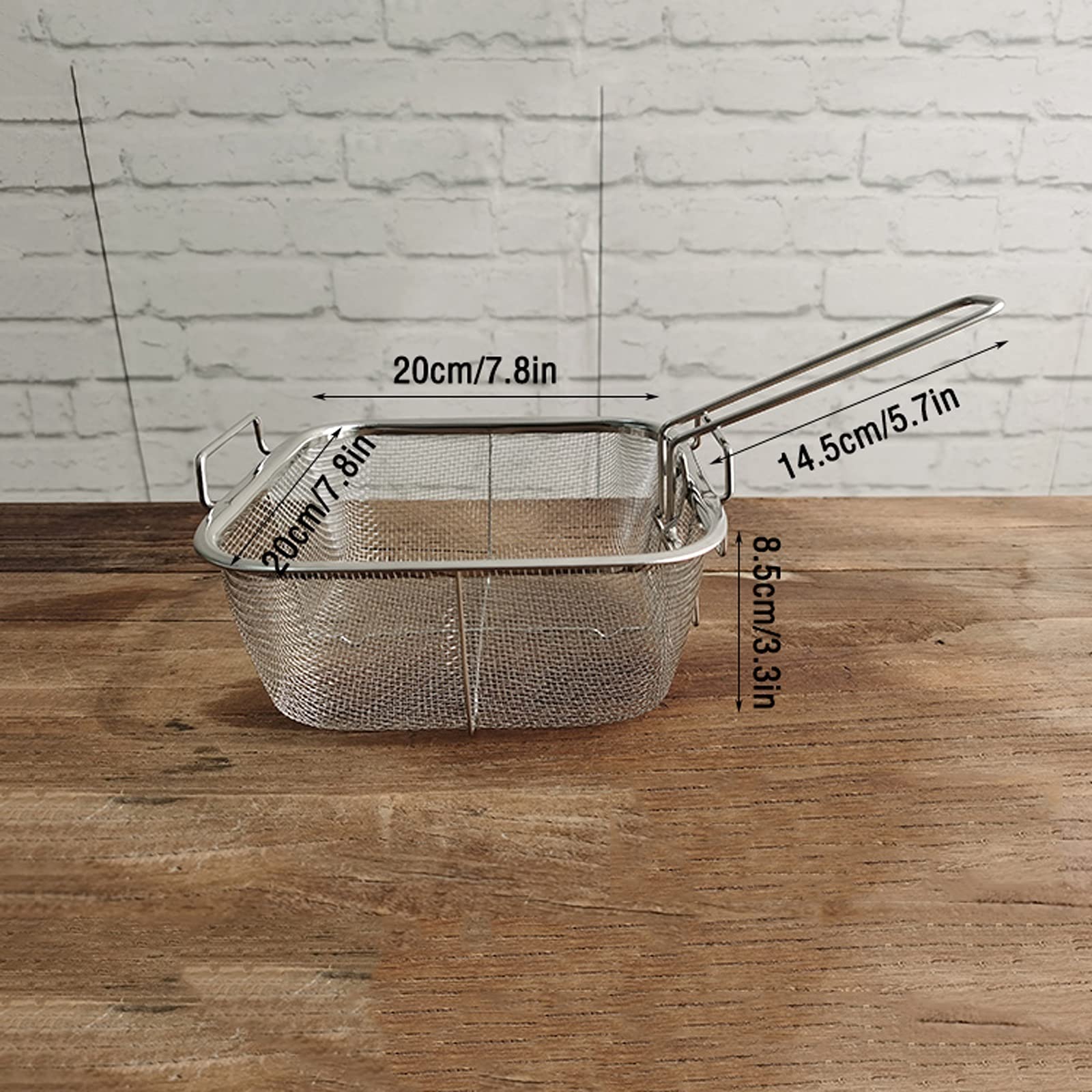 Cesta para freír, filtro de malla de acero inoxidable con asa para desnatar aceite, perfecto para alitas de pollo fritas, camarones y papas fritas
